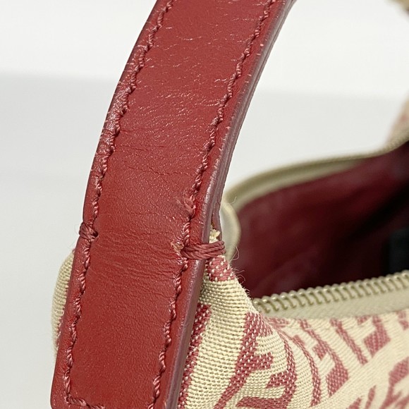 Fendi Zucchino Canvas Handbag in Beige and Red for Women - Picture 9 of 11